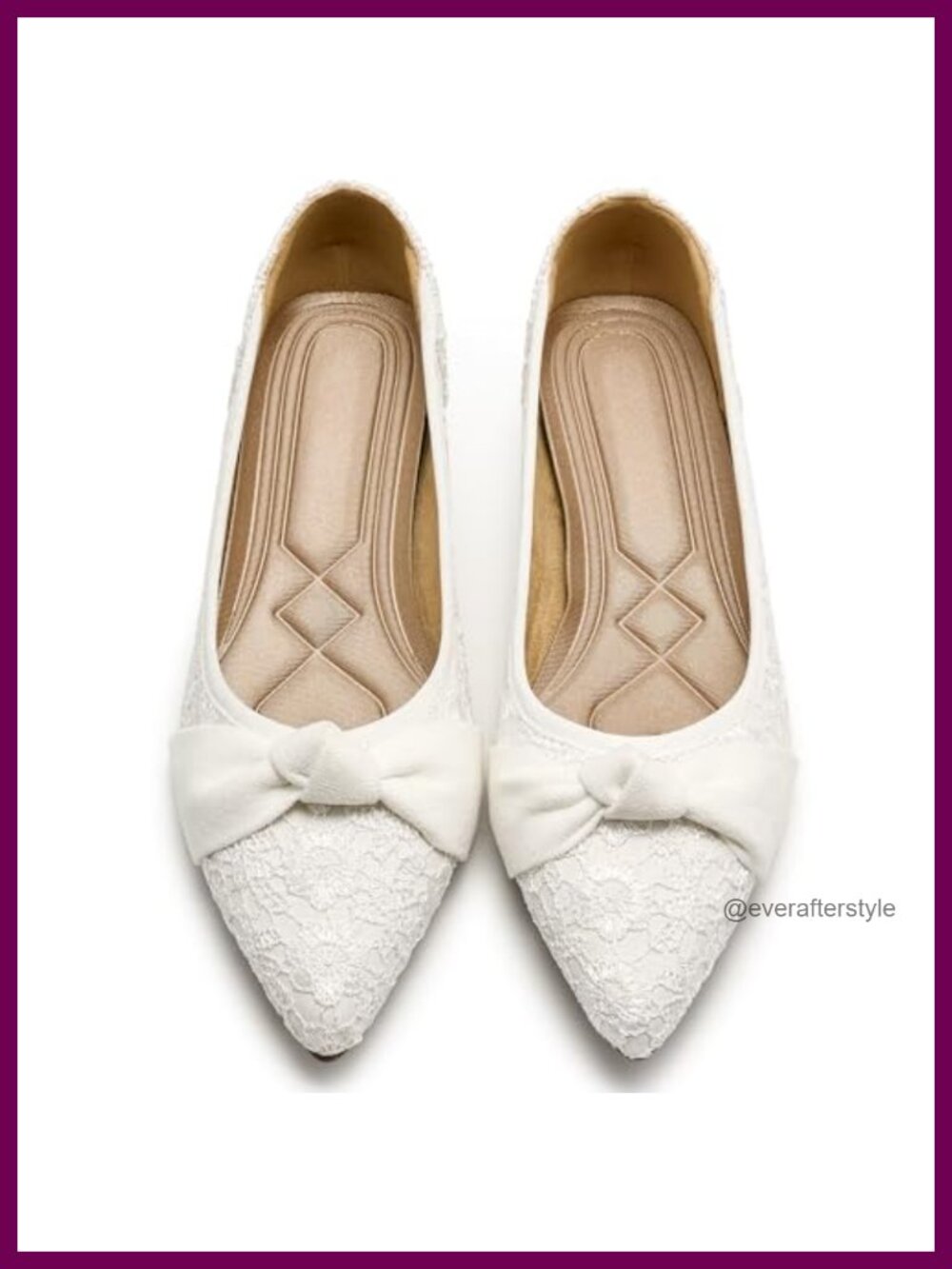 Lace Ballet Flats Pointed Toe Slip-On Wedding Dress Shoes Comfortable